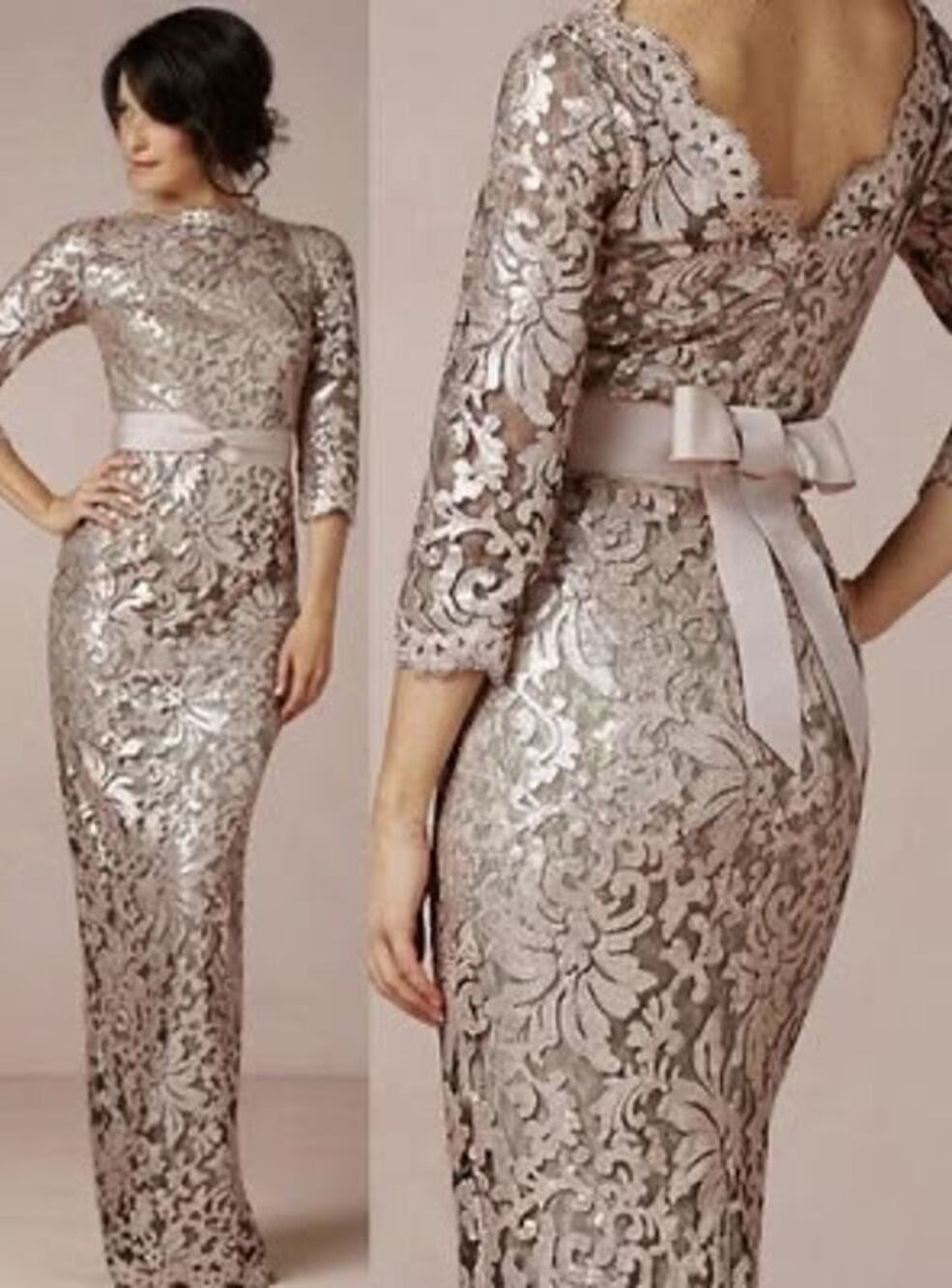 NWT Tadashi Shoji Paillette Embroidered Gown in Gisng Size 12 - Picture 1 of 16